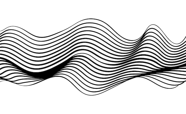 Vector fondo de líneas onduladas abstractas en blanco y negro