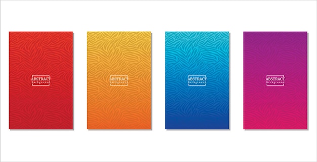 Fondo de líneas orgánicas abstractas en cuatro combinaciones de colores