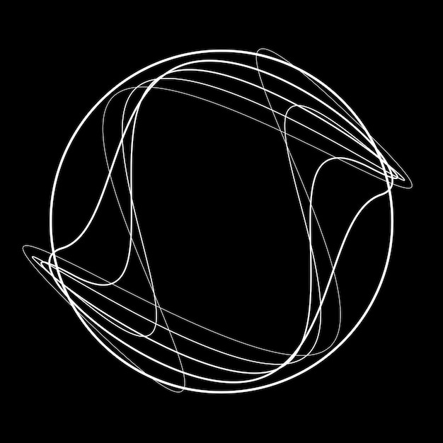 Fondo de líneas ovaladas abstractas con círculos geométricos. Diseño de línea de elipse giratoria vectorial.