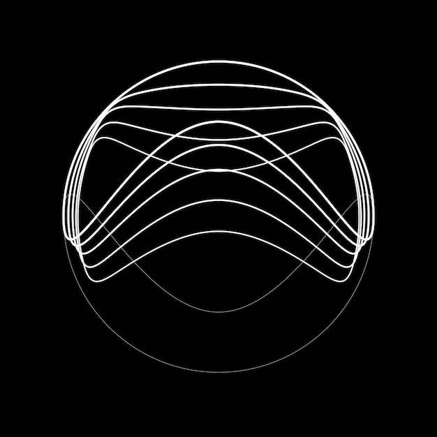 Fondo de líneas ovaladas abstractas con círculos geométricos. Diseño de línea de elipse giratoria vectorial.