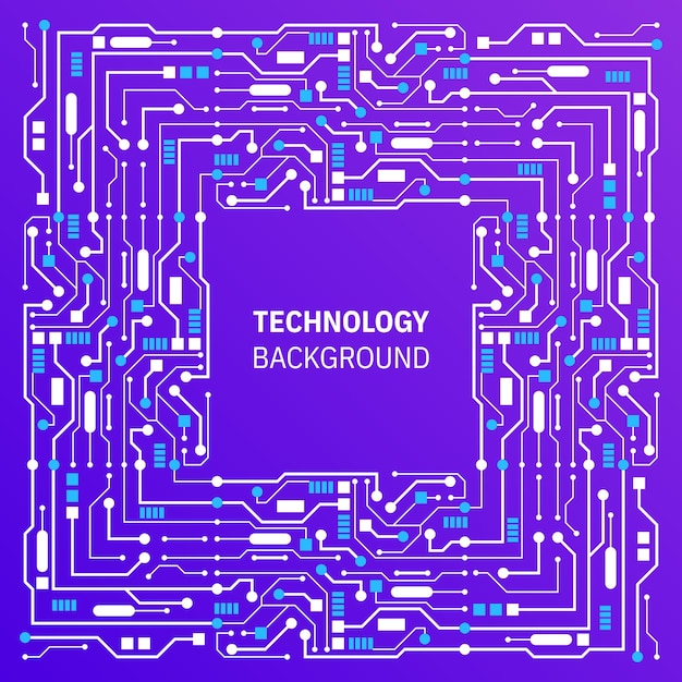 Vector fondo de líneas vectoriales con marco de concepto de tecnología textura mínima con patrón de circuitos electrónicos abstractos concepto de papel tapiz de microchips de computadora de big data de comunicación digital de alta tecnología