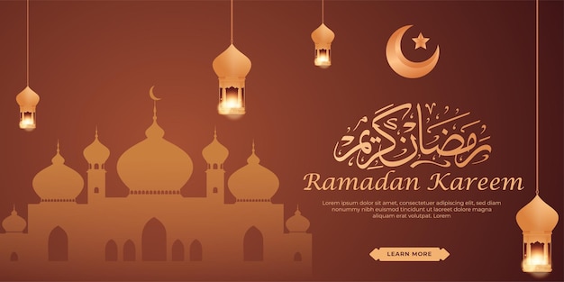 Fondo de linterna de ornamento islámico de ramadan kareem realista