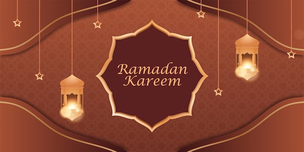 Fondo de linterna de ornamento islámico de ramadan kareem realista