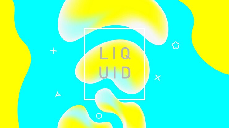 Vector fondo líquido azul amarillo banner de colores fluidos abstractos
