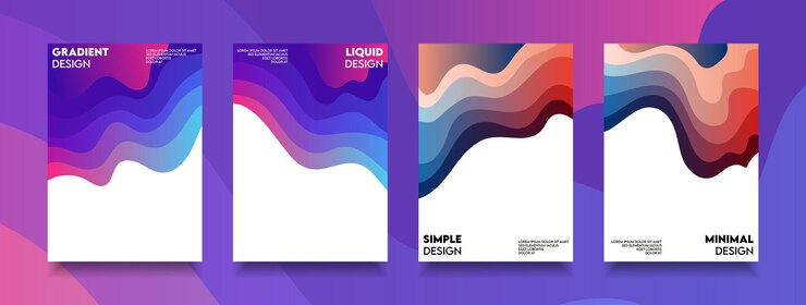 Vector fondo líquido degradado de póster y forma ondulada colorida de la cubierta
