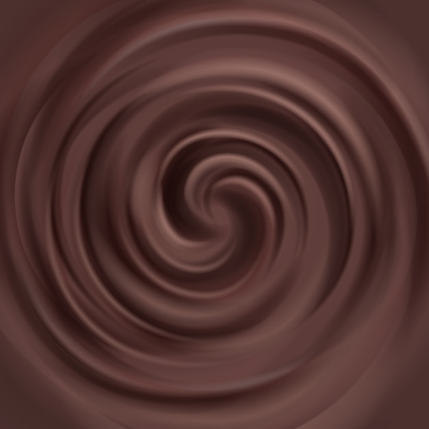 Fondo líquido del vector del remolino del chocolate. Chocolate con leche Swirl, ilustración de crema de chocolate marrón.