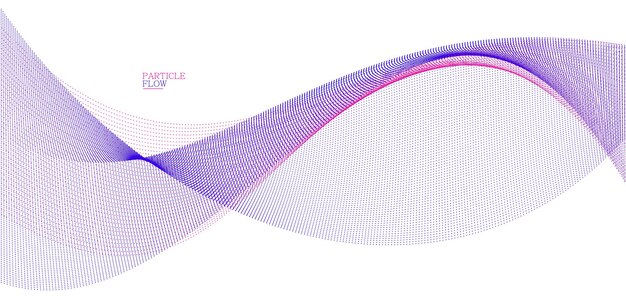 Fondo liso con onda de partículas que fluyen arte vectorial abstracto fácil y suave líneas curvas relajantes puntos en movimiento ilustración aireada y suave