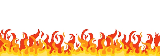 Fondo de llama de fuego horizontal en un diseño plano