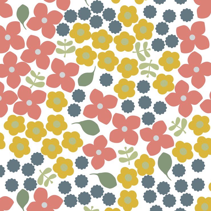 Fondo lleno de flores simples y coloridas
