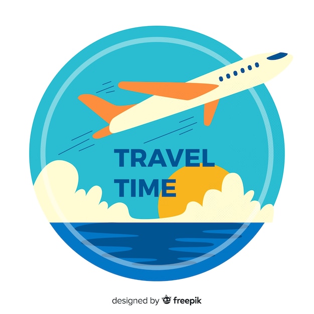 Fondo logo plano vintage de viaje