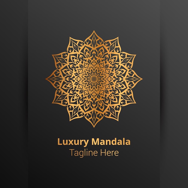 Fondo de logotipo de mandala ornamental de lujo, estilo arabesco.