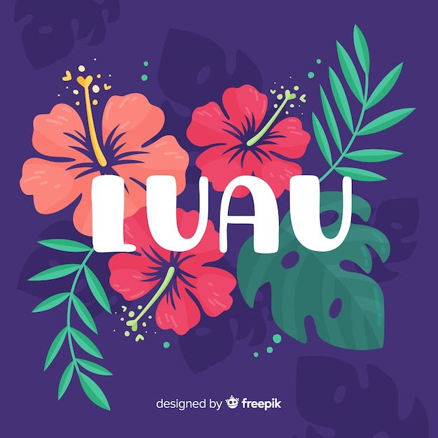 Vector fondo luau palabra flores dibujadas a mano