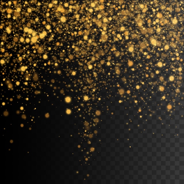 Fondo de luces de brillo dorado. Efecto de luz transparente. Ilustración vectorial abstracta