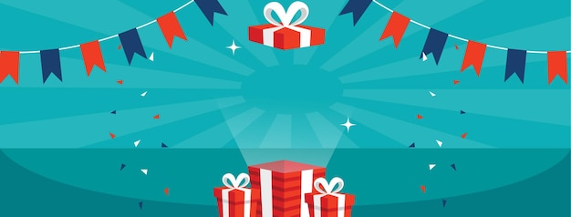 Fondo lúdico para redes sociales, colorido, año nuevo, Navidad, regalo, moderno, caricatura, diversión, abst.