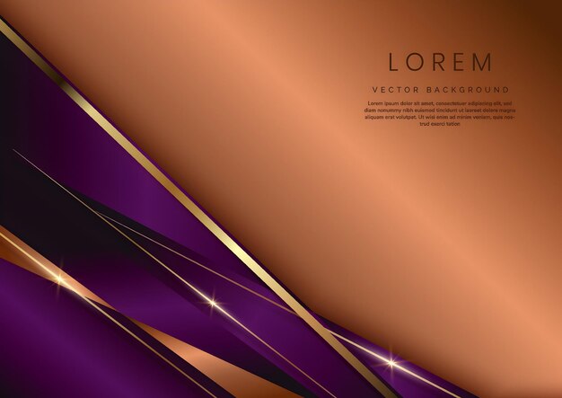 Fondo de lujo abstracto con formas geométricas de bronce y púrpura