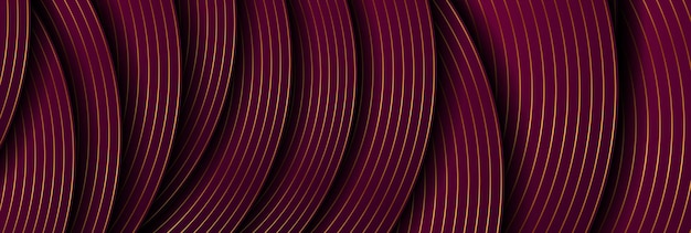 Fondo de lujo abstracto de ondas púrpuras y doradas