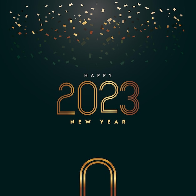Fondo de lujo de año nuevo 2023 con tema dorado oscuro