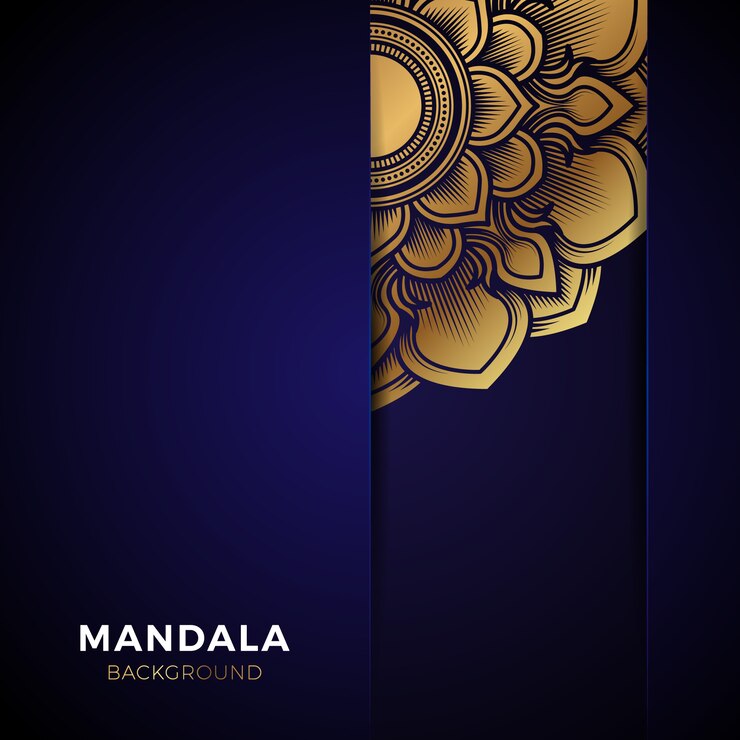 Fondo de lujo azul mandala de oro