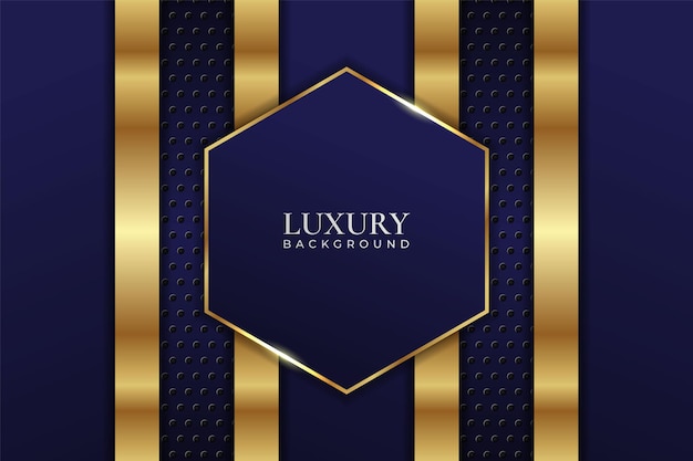 Fondo de lujo azul marino metálico realista con elegante efecto dorado brillante