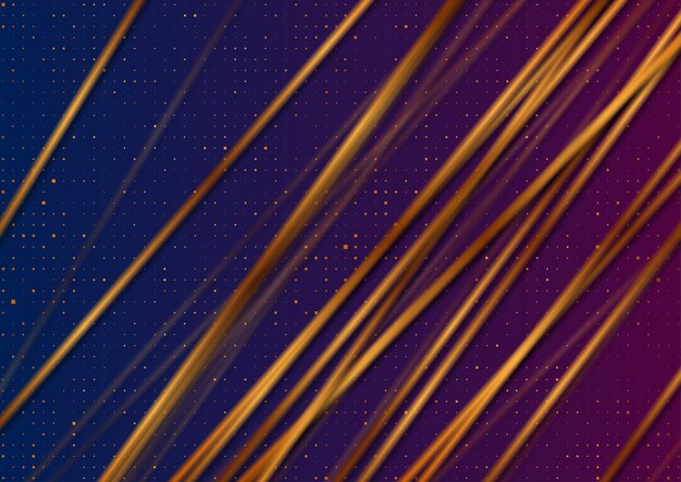 Fondo de lujo azul púrpura abstracto con líneas doradas