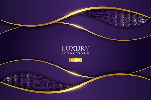 Fondo de lujo Capa superpuesta dinámica púrpura con elegante efecto dorado y brillo