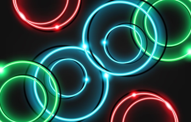Fondo de lujo de círculo de neón con textura de metal Resumen 3d Adecuado para fondo de pantalla Banner Fondo Tarjeta Libro Ilustración página de destino cubierta de regalo folleto informe negocios redes sociales