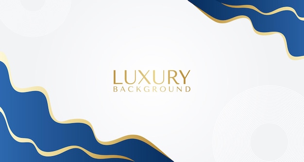 Fondo de lujo en color azul oscuro y dorado con ornamentación futurista geométrica brillante de ondas