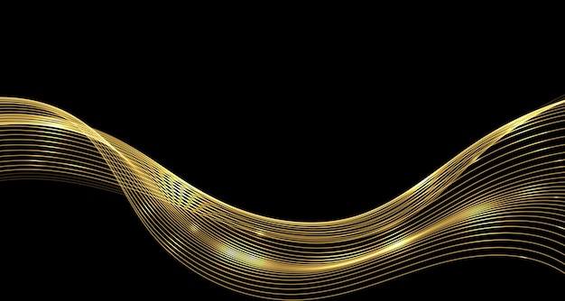 Fondo de lujo en color dorado telón de fondo con gradiente fresco onda brillante geométrico futurista
