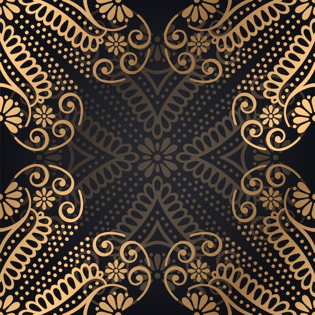 Fondo de lujo diseño mandala ornamental en vector de color oro