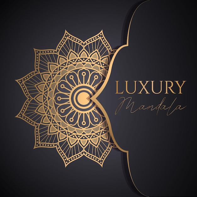 Fondo de lujo diseño mandala ornamental en vector de color oro