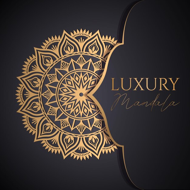 Fondo de lujo diseño mandala ornamental en vector de color oro