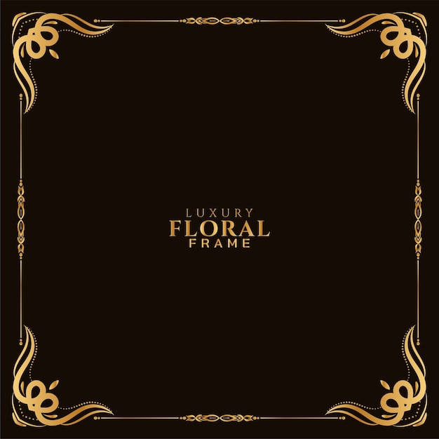 Fondo de lujo de diseño de marco floral dorado real