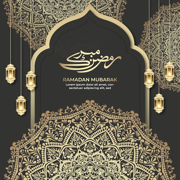 fondo de lujo dorado ramadan con mandala