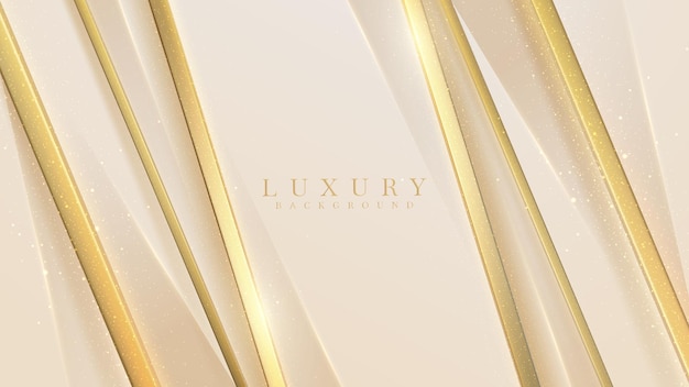 Fondo de lujo con elemento de línea dorada y decoración de efecto de luz brillante