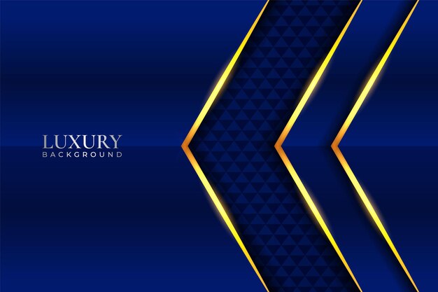 Fondo de lujo Flecha azul superpuesta realista con efecto dorado brillante