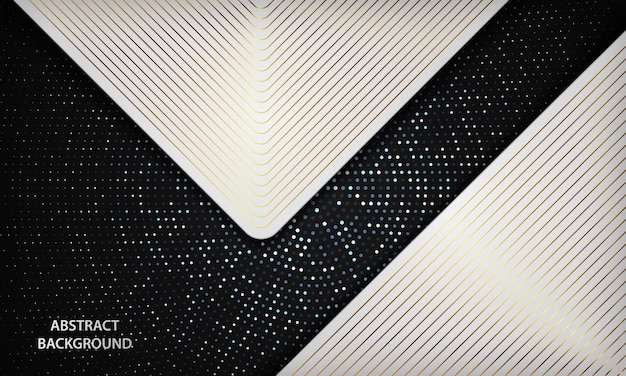 Fondo de lujo de línea dorada blanca y negra con decoración de semitonos