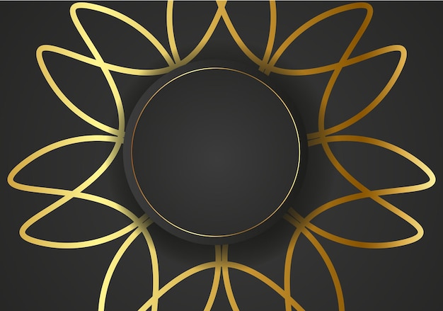 Fondo de lujo de líneas abstractas negras y doradas