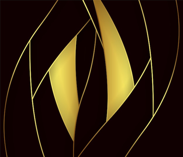 Vector fondo de lujo de líneas doradas brillantes negras y brillantes abstractas