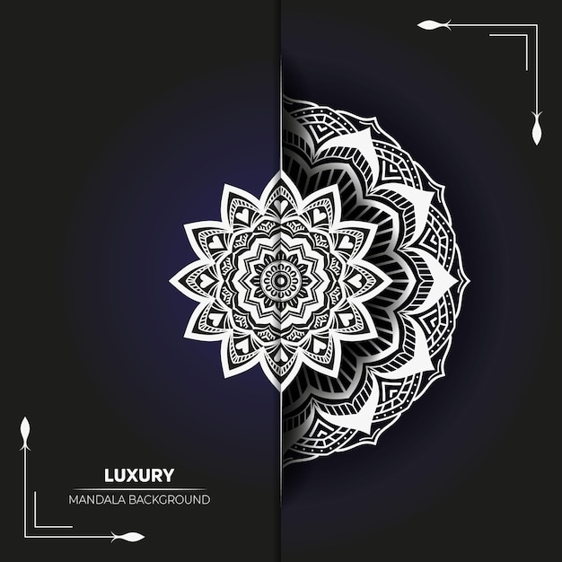 Vector fondo de lujo con mandala blanco