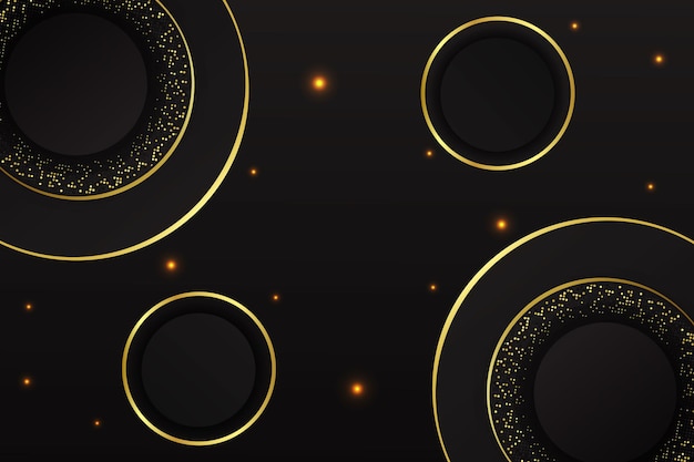 Fondo de lujo negro en forma de círculo superpuesto con degradado negro y dorado