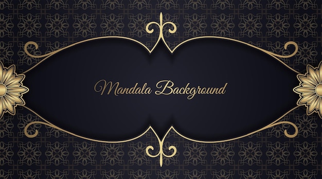Fondo de lujo negro con mandala dorado