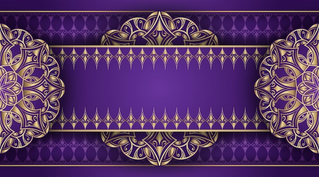 fondo de lujo púrpura con ornamento de mandala de oro