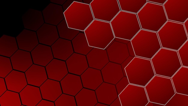 Fondo de lujo rojo abstracto con líneas doradas y forma hexagonal