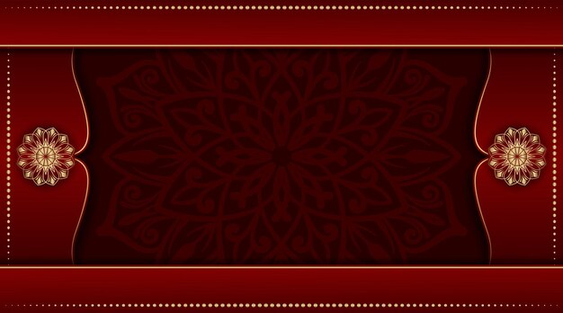 Fondo de lujo rojo con ornamento de mandala dorado