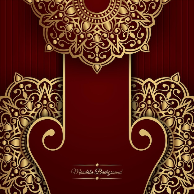 Fondo de lujo rojo con ornamento de mandala dorado