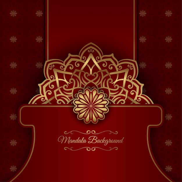 Fondo de lujo rojo con ornamento de mandala dorado