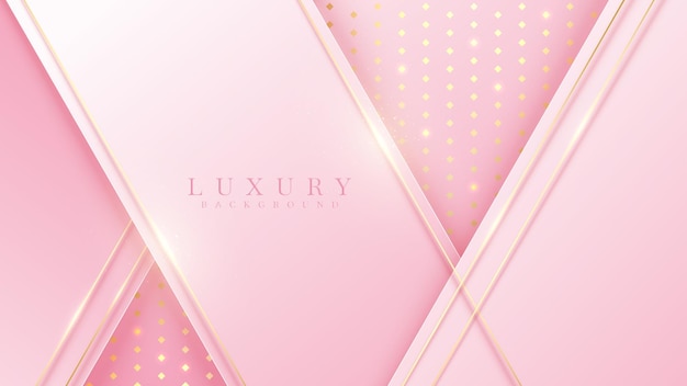 Fondo de lujo rosa con líneas doradas brillantes, diseño de portada moderno. Ilustración vectorial.