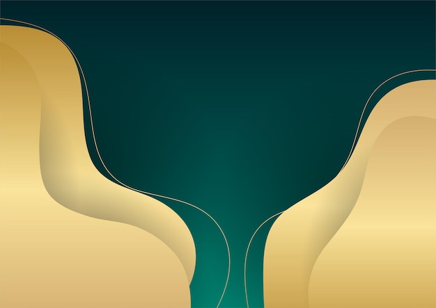 Fondo de lujo verde abstracto con línea dorada en la oscuridad. Estilo de corte de papel realista 3d. Ilustración vectorial para pancarta, póster, folleto, fondo de presentación y mucho más.