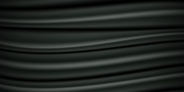 Vector fondo lujoso de tela de drapeado de seda negra con una textura de seda ilustración vectorial 3d