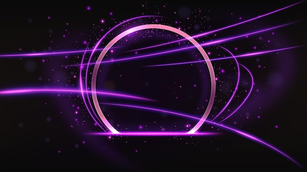 Fondo de luz de anillo violeta de lujo, ilustración vectorial de pantalla ancha